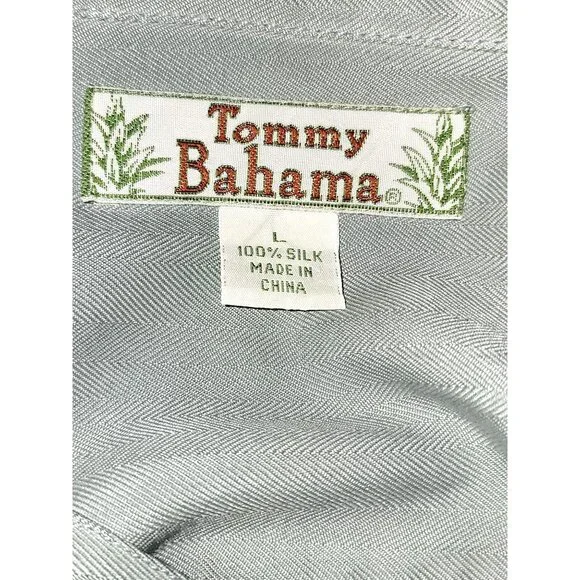 Tommy Bahama Mens Light Blue 100% Silk Short Sleeve Button-Up Shirt Size L - Picture 3 of 3